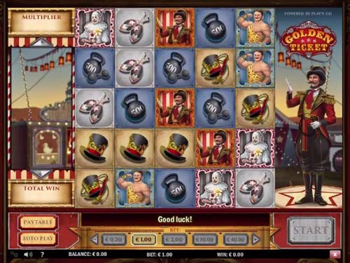 Golden Ticket base game screenshot showing reels and features
