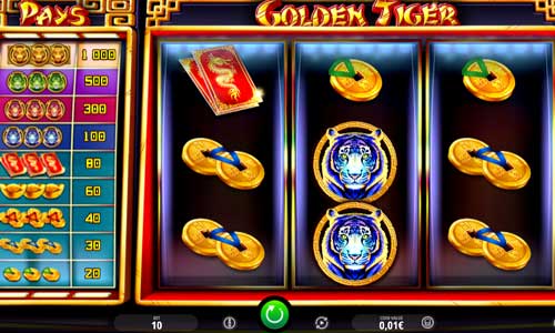 Golden Tiger base game screenshot showing reels and features