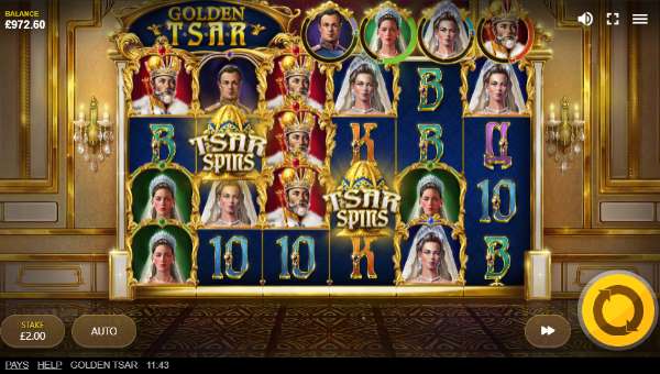 Golden Tsar base game screenshot showing reels and features