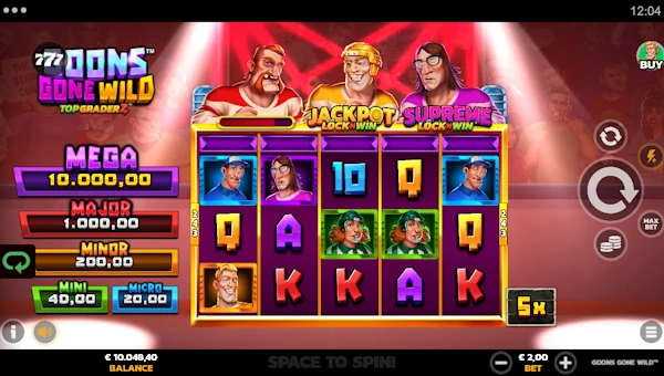 Goons Gone Wild base game screenshot showing reels and features