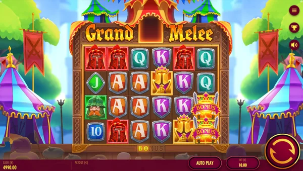 Grand Melee base game screenshot showing reels and features