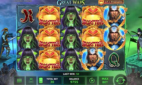 Great Wars Slot Base Game Great Wars base game screenshot showing reels and features