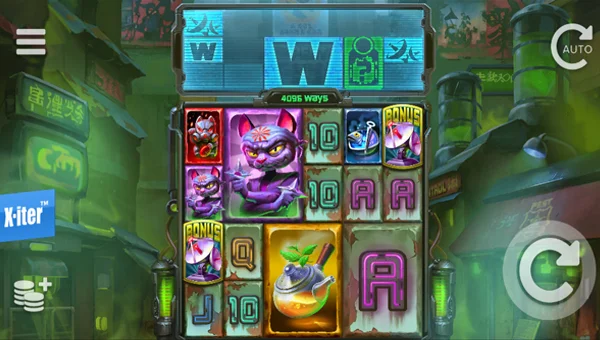 Gritty Kitty of Nitropolis base game screenshot showing reels and features