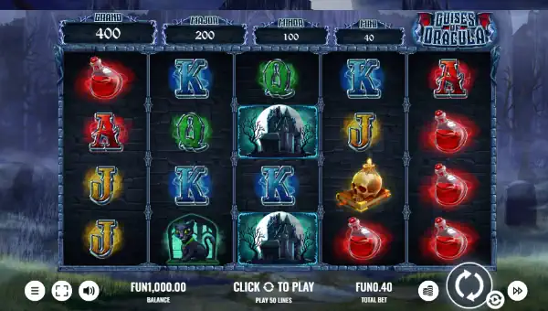 Guises of Dracula base game screenshot showing reels and features