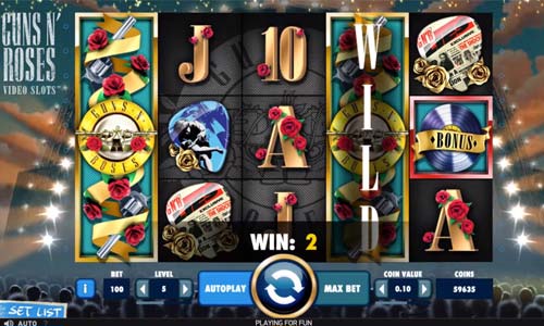 Guns N Roses base game screenshot showing reels and features