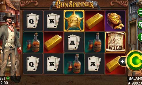Gunspinner base game screenshot showing reels and features