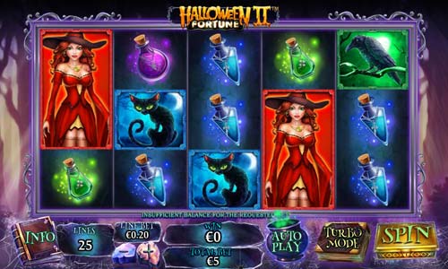 Halloween Fortune 2 base game screenshot showing reels and features
