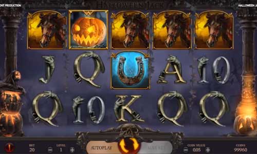 Halloween Jack base game screenshot showing reels and features