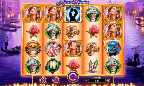 Hearts of Venice base game screenshot showing reels and features