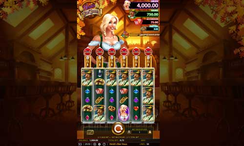 Heidis Bierhaus base game screenshot showing reels and features