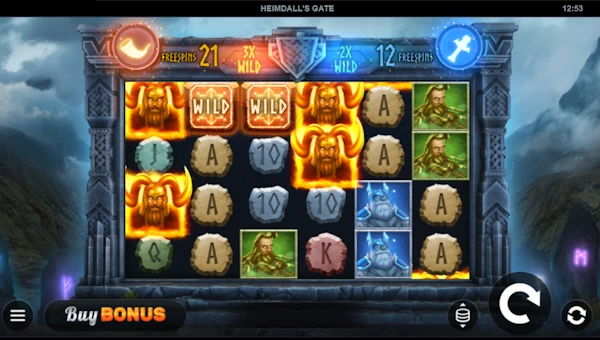 Heimdalls Gate base game screenshot showing reels and features