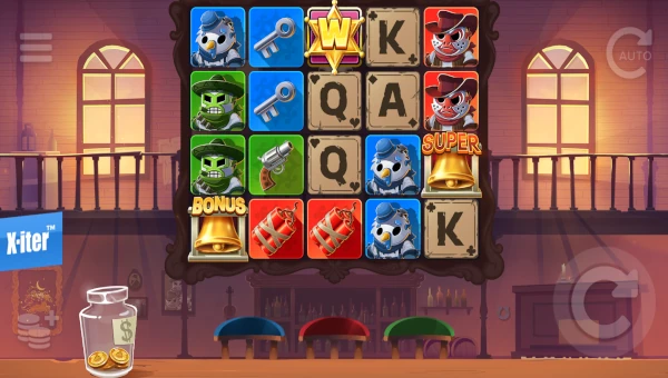 Heist Guys 2 base game screenshot showing reels and features