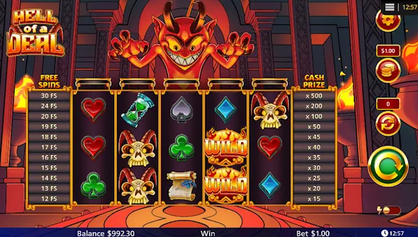 Hell of a Deal base game screenshot showing reels and features