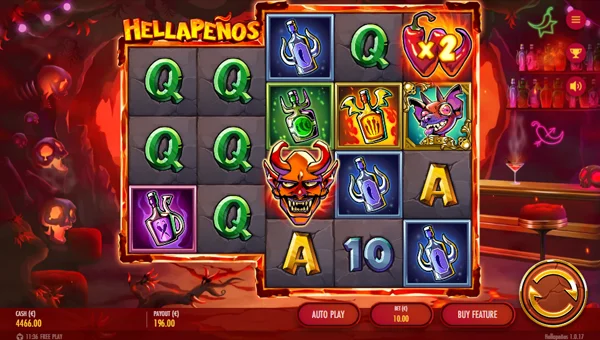Hellapenos base game screenshot showing reels and features