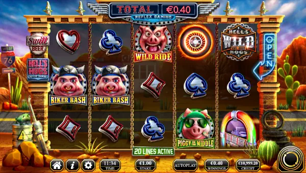 Hells Hogs base game screenshot showing reels and features