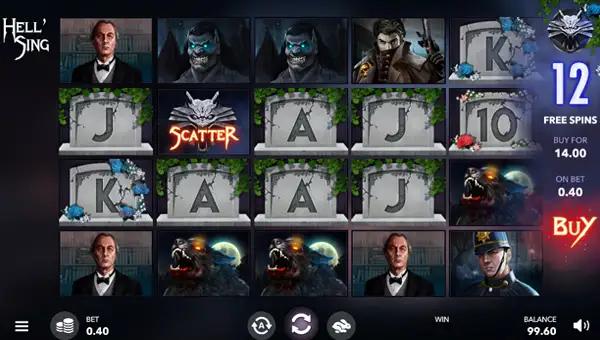 Hellsing base game screenshot showing reels and features