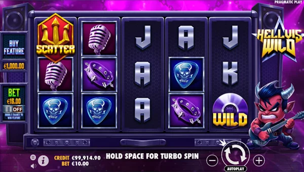 Hellvis Wild base game screenshot showing reels and features