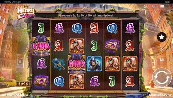 Henry the Ape base game screenshot showing reels and features