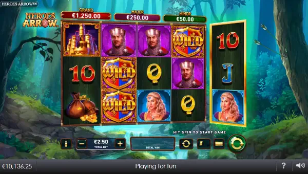 Heroes Arrow base game screenshot showing reels and features