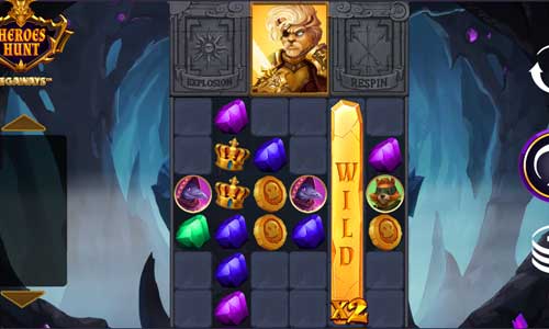 Heroes Hunt Megaways base game screenshot showing reels and features