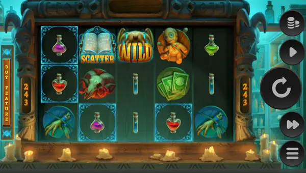 Hex base game screenshot showing reels and features