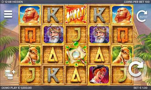 Hidden base game screenshot showing reels and features