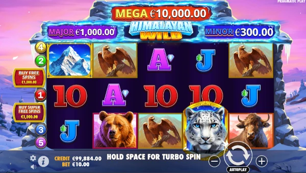 Himalayan Wild base game screenshot showing reels and features