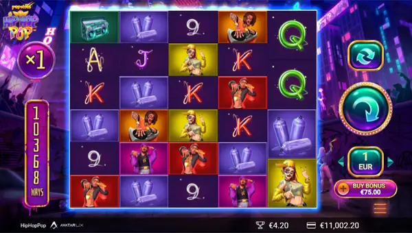HipHopPop base game screenshot showing reels and features