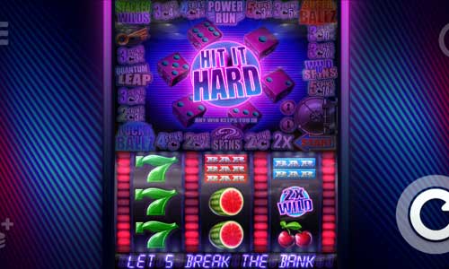 Hit it Hard base game screenshot showing reels and features