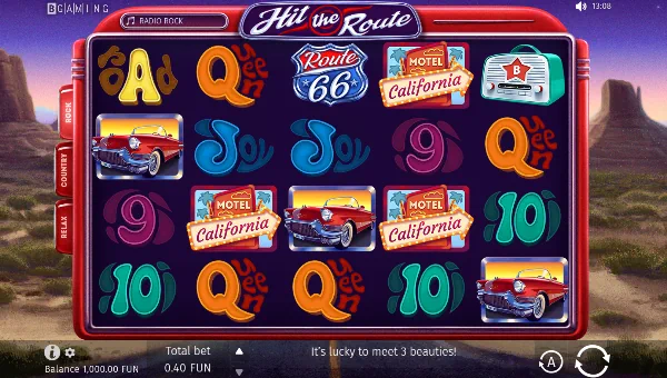 Hit The Route base game screenshot showing reels and features