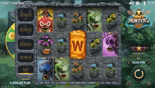 Honey Hunters base game screenshot showing reels and features