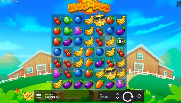 Hop N Pop base game screenshot showing reels and features