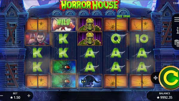 Horror House base game screenshot showing reels and features