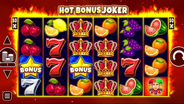 Hot Bonus Joker base game screenshot showing reels and features