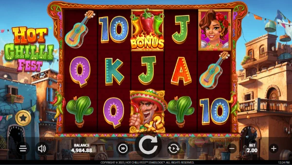 Hot Chilli Fest base game screenshot showing reels and features