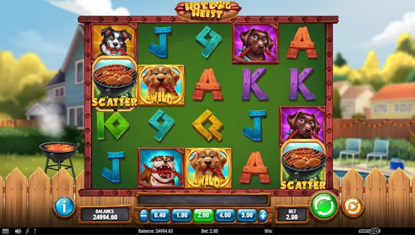 Hot Dog Heist base game screenshot showing reels and features