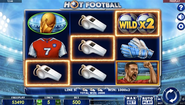 Hot Football base game screenshot showing reels and features