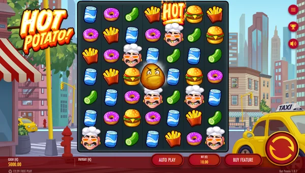 Hot Potato base game screenshot showing reels and features