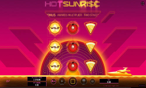 Hot Sunrise base game screenshot showing reels and features