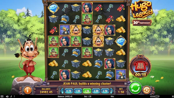 Hugo Legacy base game screenshot showing reels and features