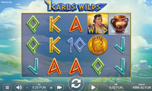 Icarus Wilds base game screenshot showing reels and features