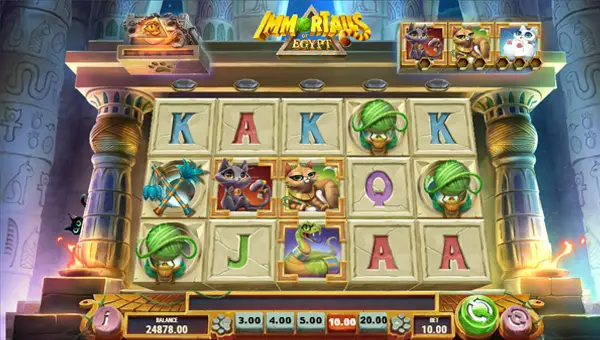 Immortails of Egypt base game screenshot showing reels and features