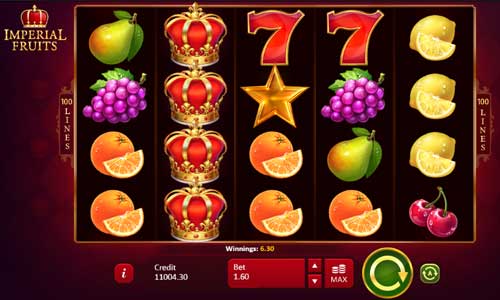 Imperial Fruits 100 Lines base game screenshot showing reels and features