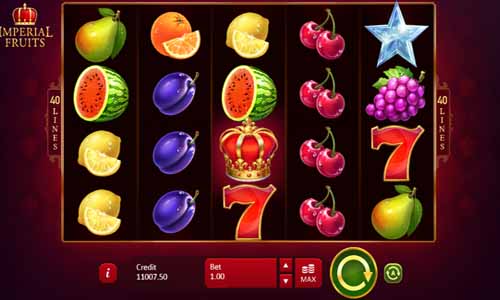 Imperial Fruits 40 Lines base game screenshot showing reels and features