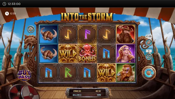 Into The Storm base game screenshot showing reels and features