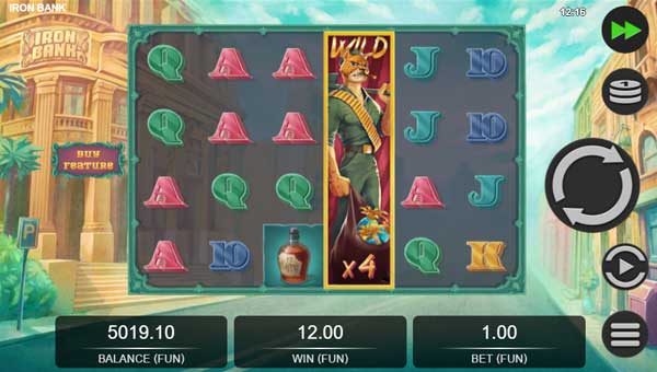Iron Bank base game screenshot showing reels and features