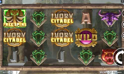 Ivory Citadel base game screenshot showing reels and features