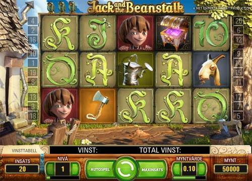 Jack and the Beanstalk base game screenshot showing reels and features