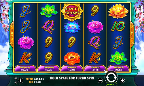 Jade Butterfly base game screenshot showing reels and features
