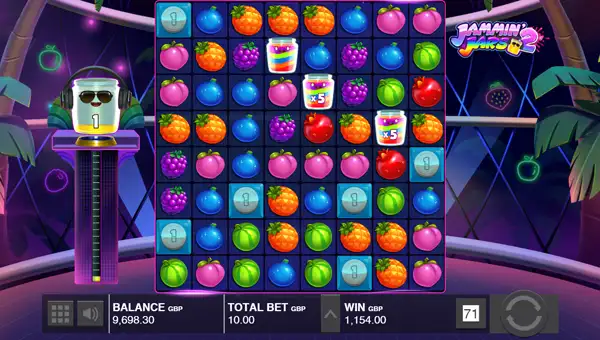 Jammin Jars 2 base game screenshot showing reels and features